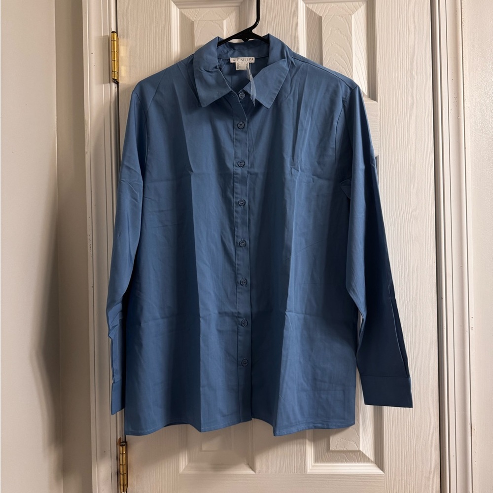 Women’s Blue Button-Up Shirt